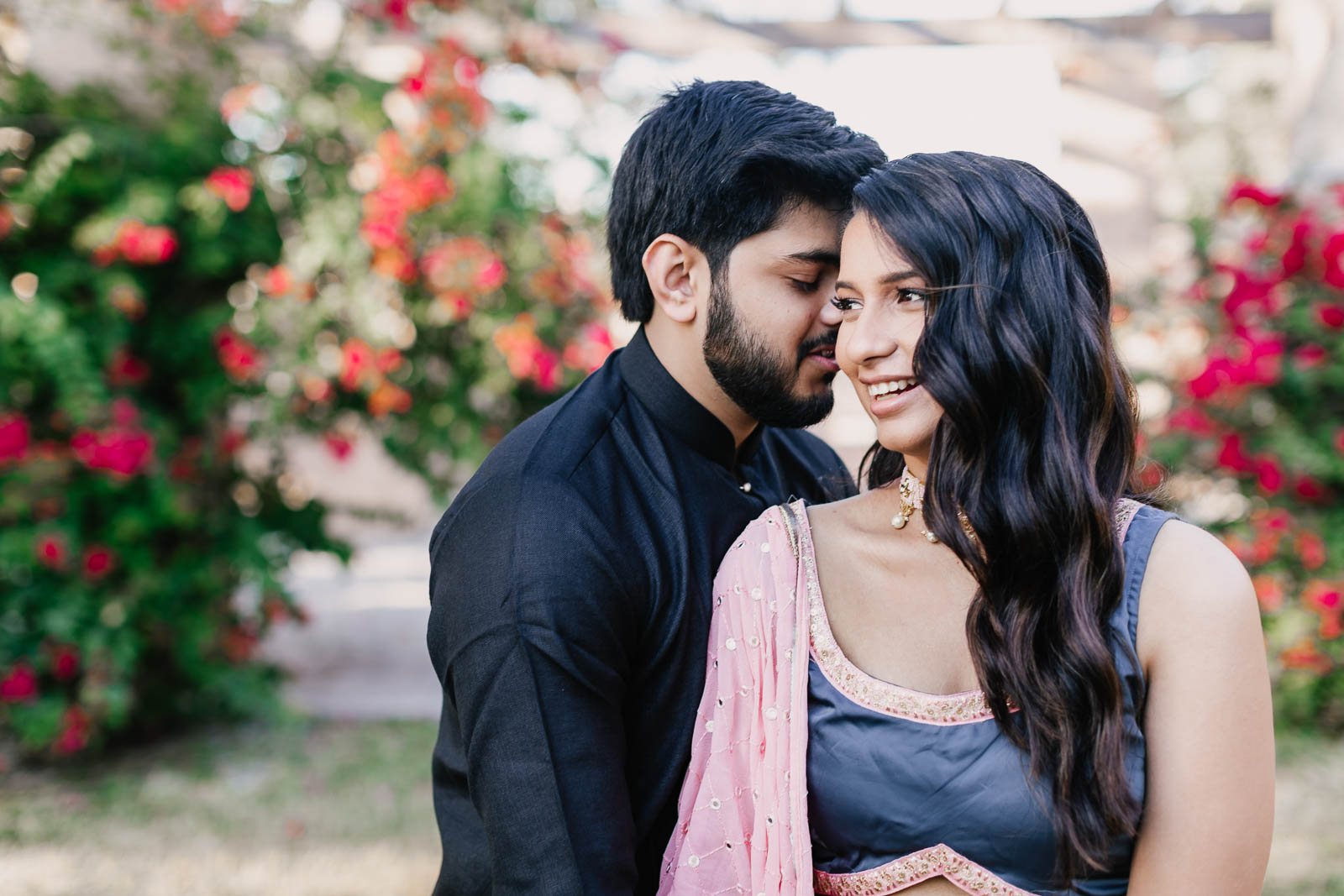 Indian Couple Engagement Photos with Dallas Skyline and Arts District